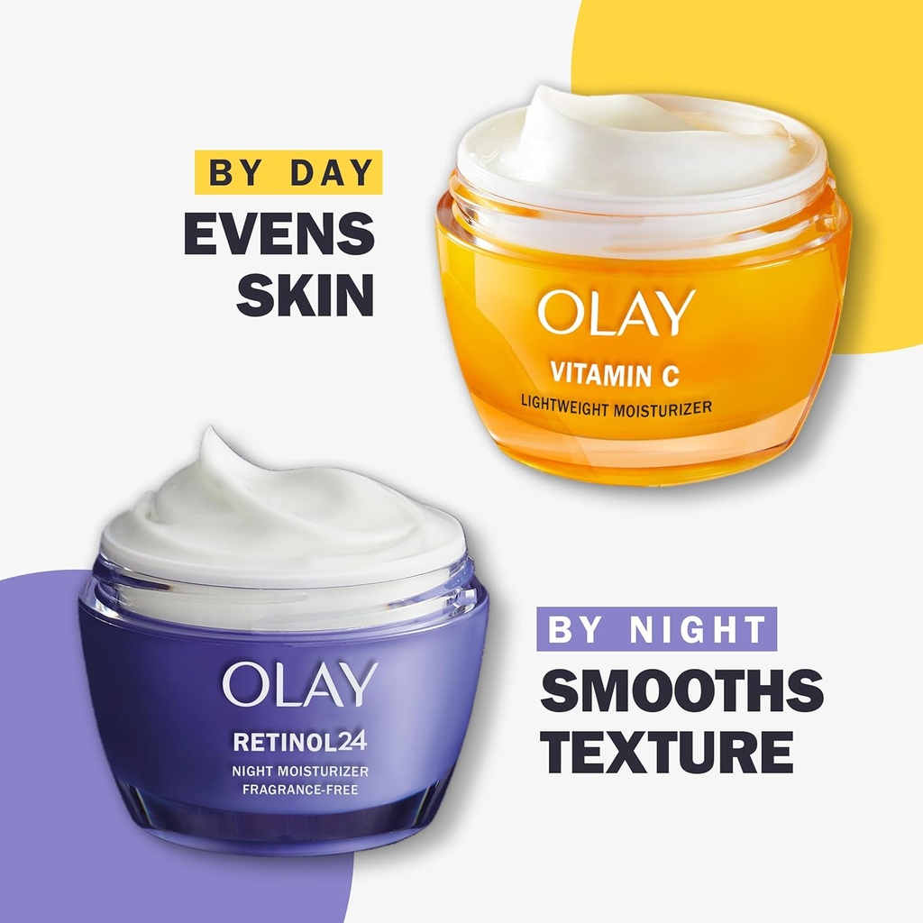Crème hydratante visage à la vitamine C Olay, crème éclaircissante pour femmes, hydratation instantanée, unifie le teint, réduit les taches brunes et l'hyperpigmentation, soin éclatant pour la peau - Niacinamide, acide lactique, 50 ml