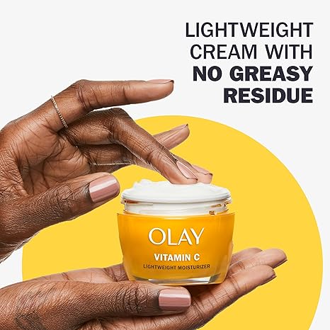 Crème hydratante visage à la vitamine C Olay, crème éclaircissante pour femmes, hydratation instantanée, unifie le teint, réduit les taches brunes et l'hyperpigmentation, soin éclatant pour la peau - Niacinamide, acide lactique, 50 ml