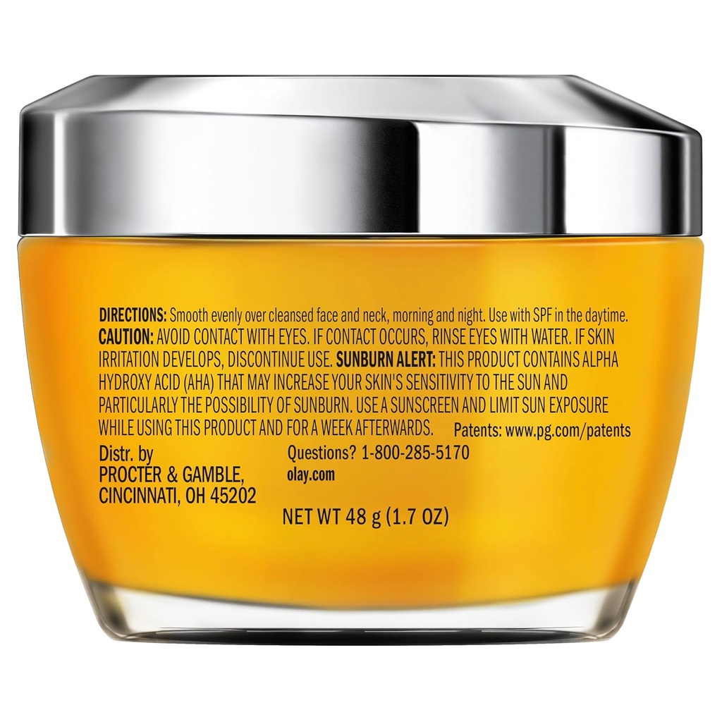 Crème hydratante visage à la vitamine C Olay, crème éclaircissante pour femmes, hydratation instantanée, unifie le teint, réduit les taches brunes et l'hyperpigmentation, soin éclatant pour la peau - Niacinamide, acide lactique, 50 ml